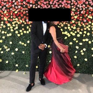 Black & Red Ombré Evening Gown